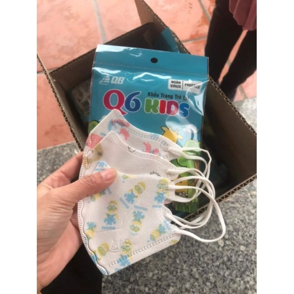 Khẩu trang 5D Cho bé 1-5 tuổi có lớp kháng khuẩn, túi 10 cái, cho bé dưới 21kg