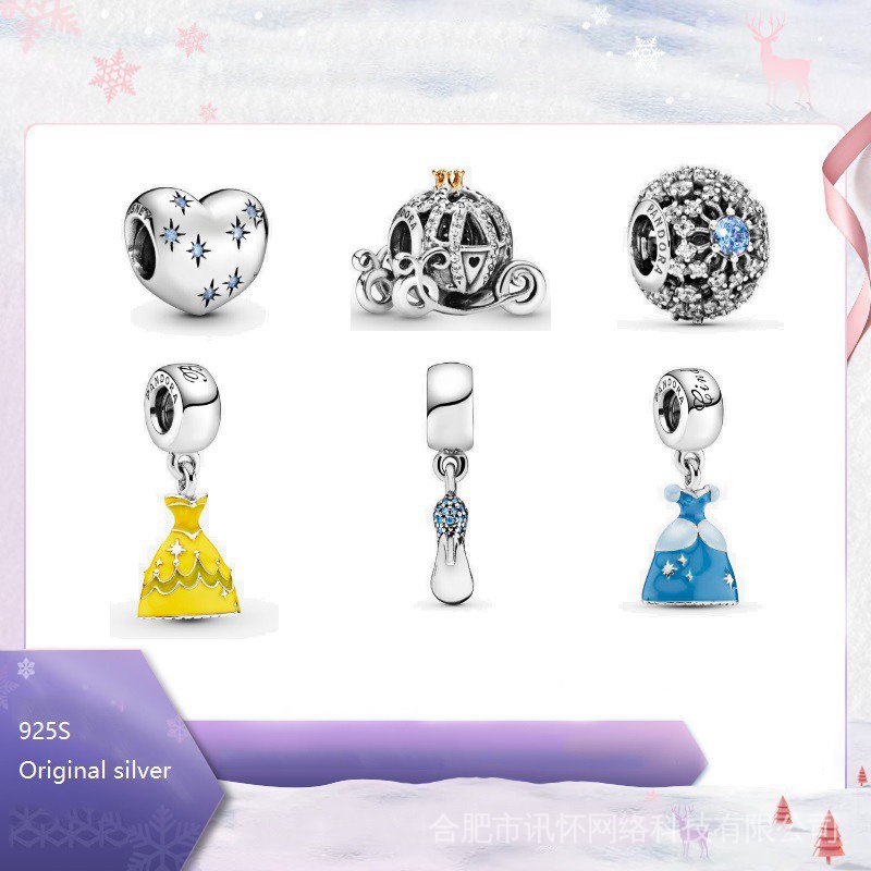 Mặt Dây Chuyền Bạc 925 Hình Trái Tim Công Chúa Lọ Lem Xinh Xắn
