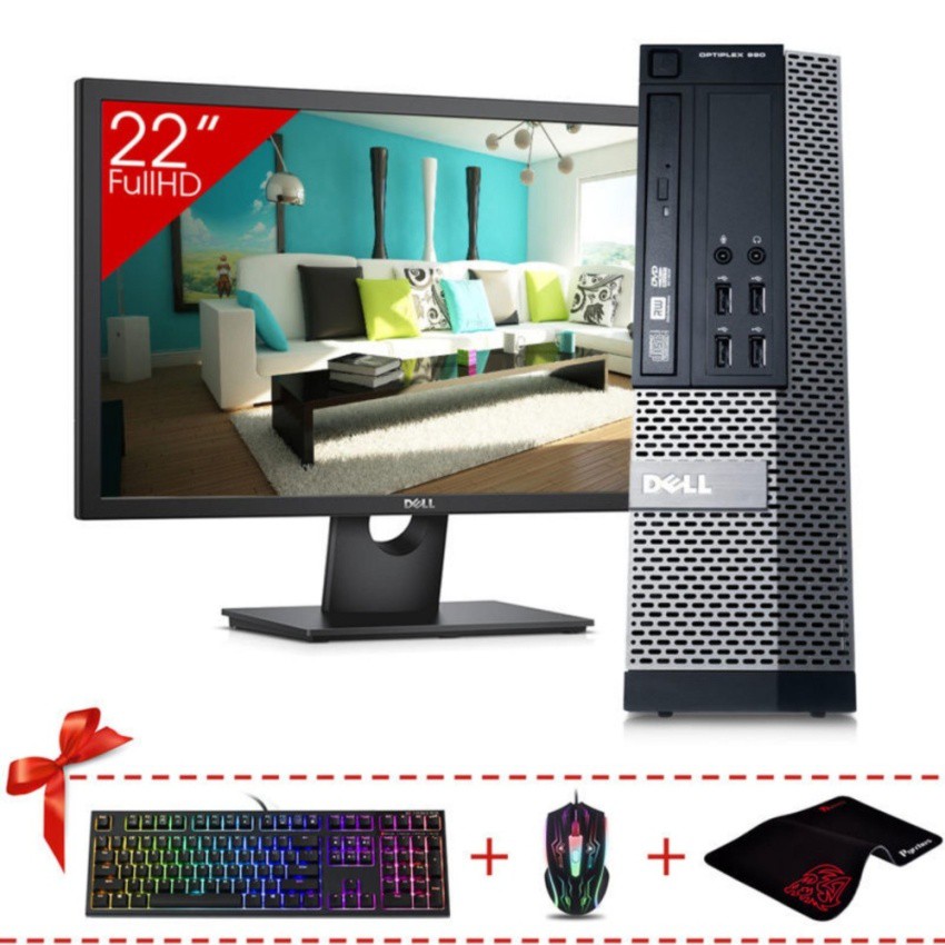 Máy tính Văn Phòng DELL OPTIPLEX 990 SFF + Màn hình Dell 22inch (G640, Ram 4GB, HDD 320GB) + Quà Tặng