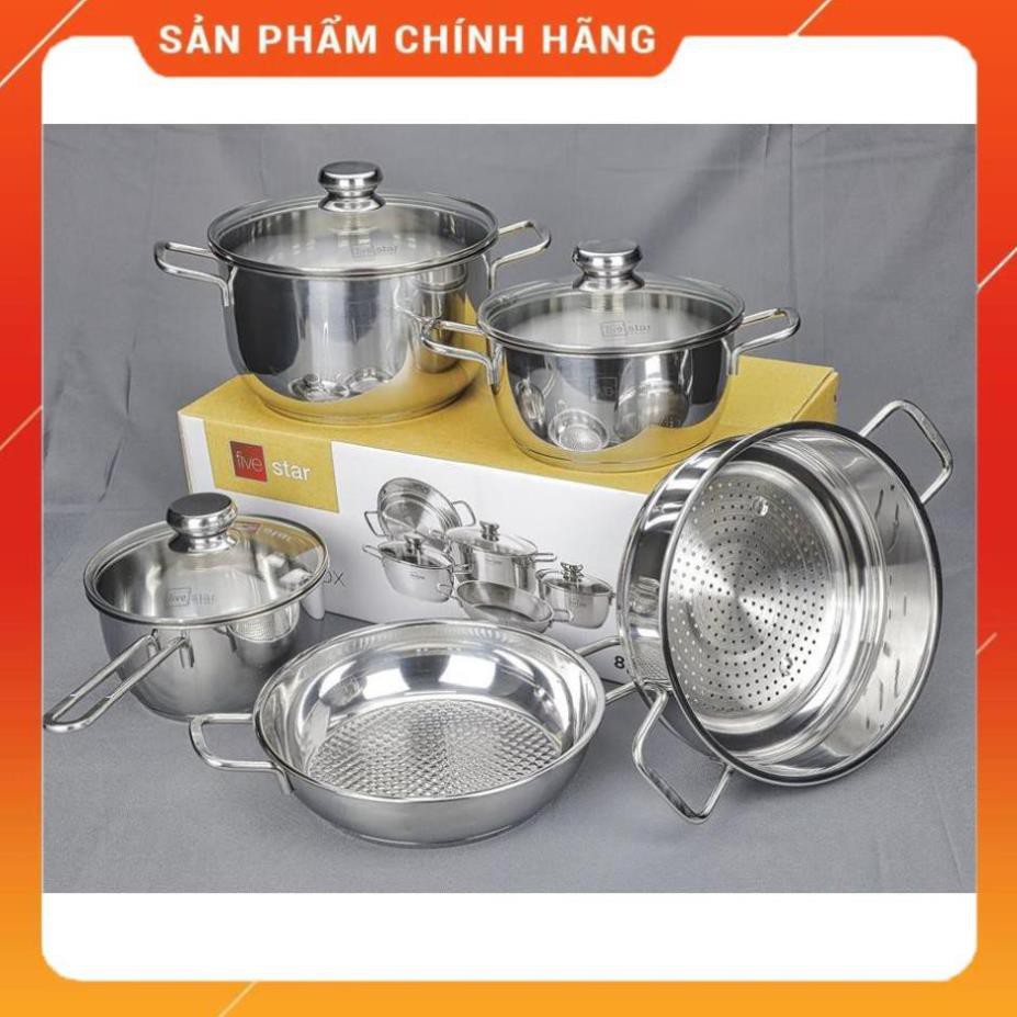 ♥️ [FreeShip]  Bộ nồi inox Fivestar 5 chiếc 3 đáy vung kính, Hàng chính hãng - Bảo hành 5 năm