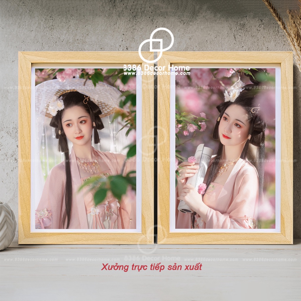 Khung ảnh để bàn gỗ thông tự thiên A4, A5, A6, Vuông 20x20cm trang trí decor