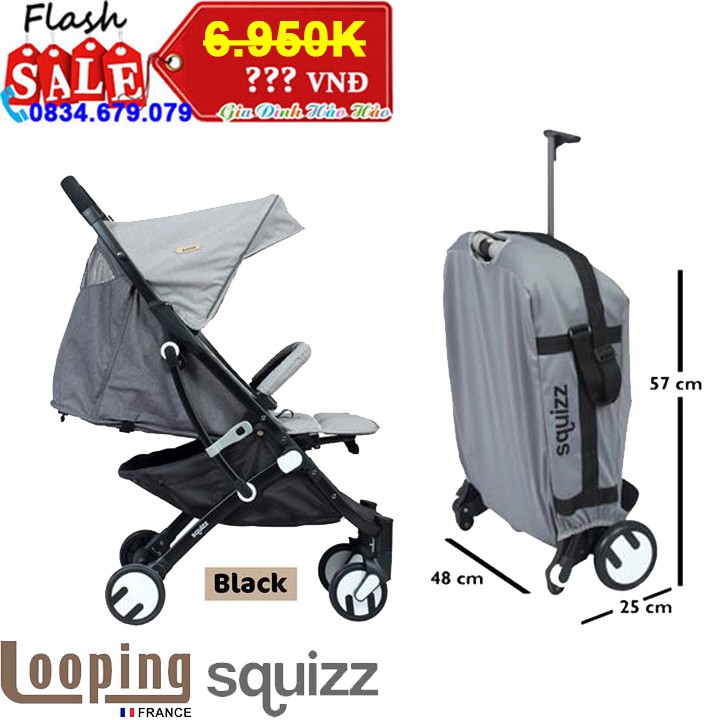 Xe Đẩy Trẻ Em Looping Squizz 2 Stroller - Tặng kèm gấu bông cao cấp