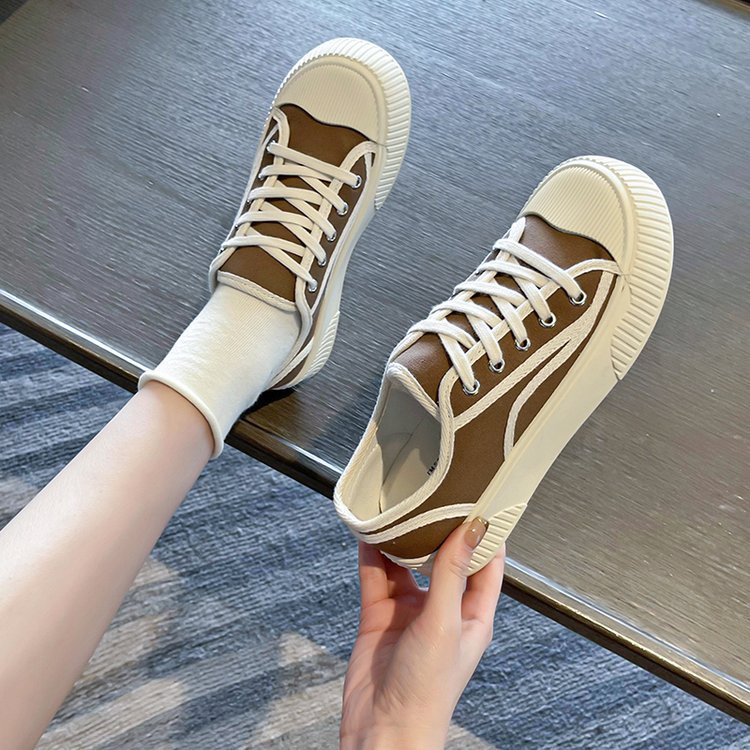Giày thể thao nữ trắng đế bằng bánh mì basic độn đế cao 3cm vải canvas bata mới hot phong cách ulzzang đẹp cá tính