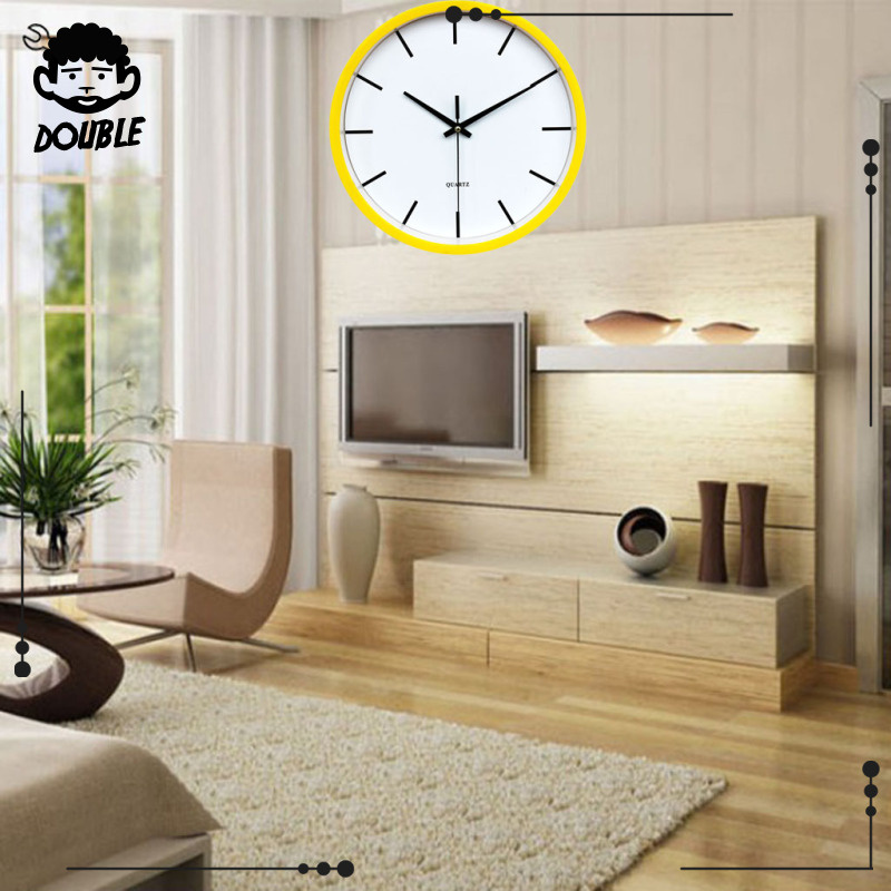 [DOUBLE]Modern Round Clock Wall Clock Time 12H Display Clock Quartz Clock Easy Read