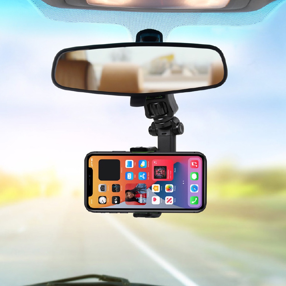 Giá Đỡ Điện Thoại Xoay 360 Độ Gắn Kính Chiếu Hậu Xe Hơi / Xe Máy