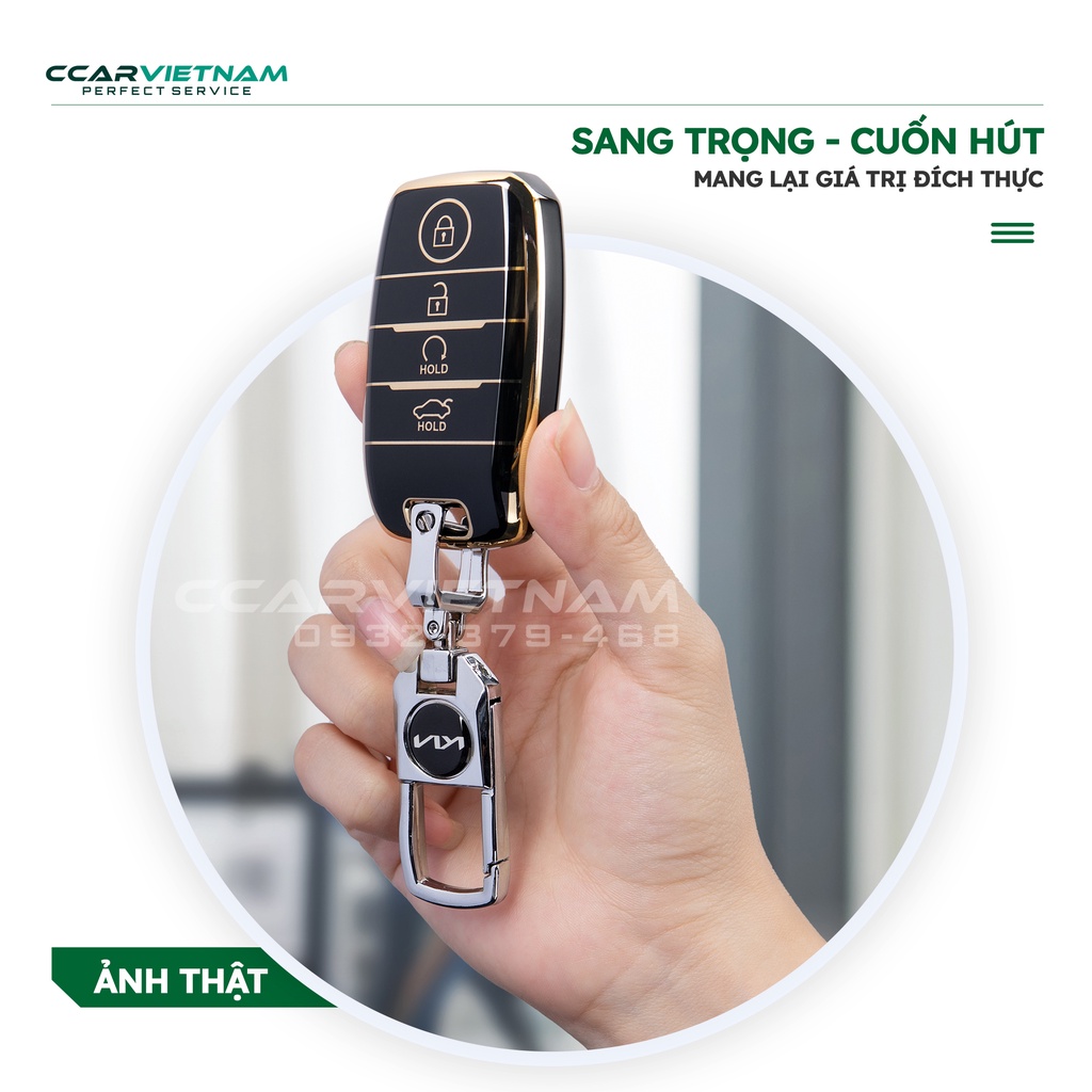 (Ảnh Thật) Ốp Khóa KIA Sonet, Seltos Premium 2021-2022 (4 Nút) Black Gold - Bọc Chìa Khóa Nhựa Dẻo TPU Ô Tô Cao Cấp