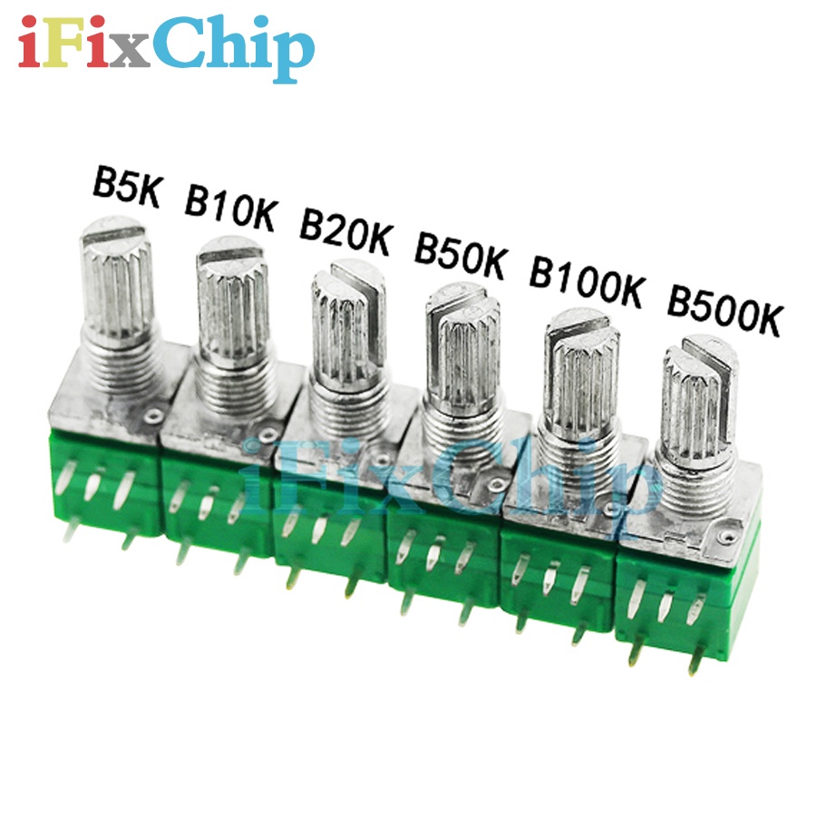 Bộ 5 Chiết Áp RV097NS 5K 10K 20K 50K 100K 500K B5K Với Công Tắc Âm Thanh 5PIN Shaft 15mm