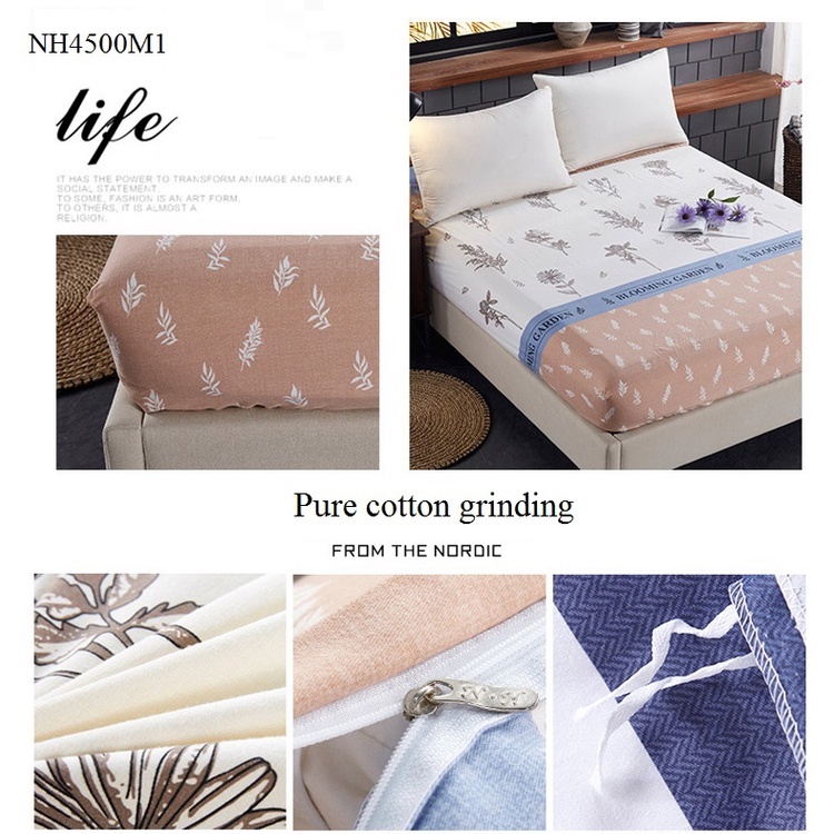 [SALE XẢ KHO] NH4500-Bộ chăn ga gối 150-180*200cm chất cotton 4CT (vỏ chăn, 2 vỏ gối, ga giường) hàng nhập