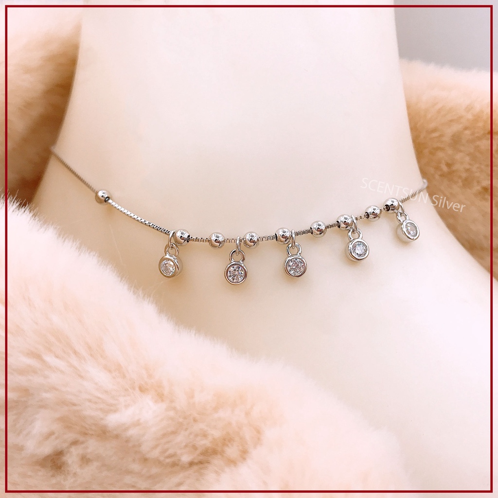 Lắc chân Bạc 925 Bi thả to nhỏ so le