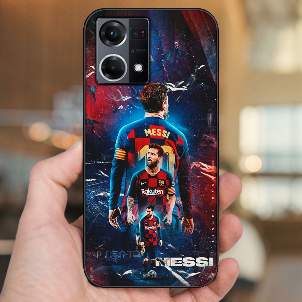 Ốp lưng Oppo Reno 8 4G viền đen in hình Lionel Messi Barcelona PSG