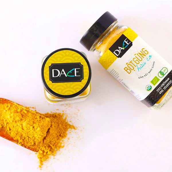 Bột Gừng Hữu Cơ DACE (Tiêu Chuẩn USDA & EU) KHÔNG CHẤT BẢO QUẢN Lọ Thủy Tinh 45g