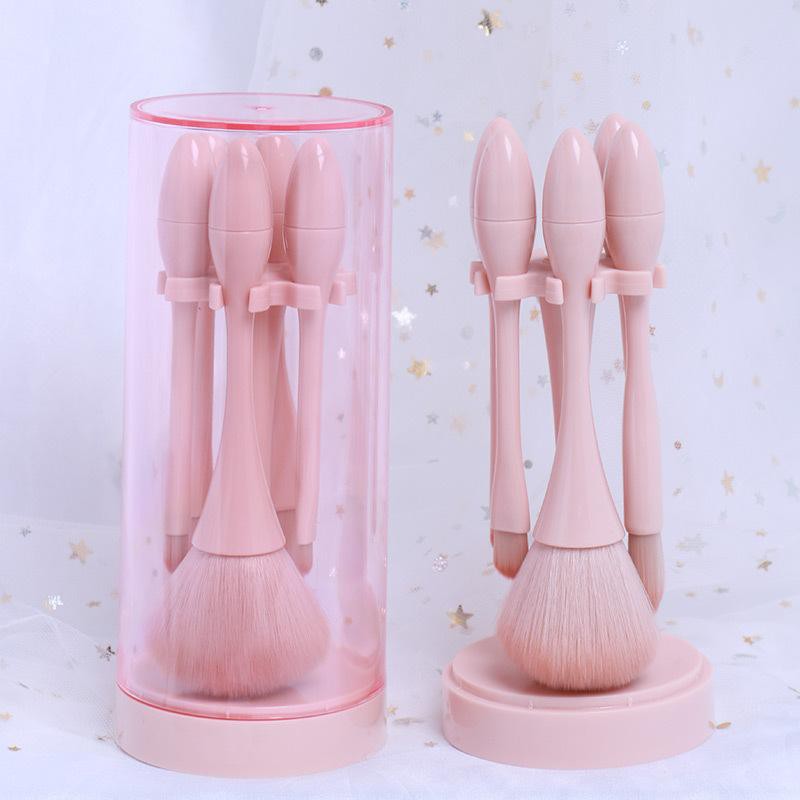 Bộ 5 cây cọ trang điểm mềm mại có giá đựng màu hồng xinh xắn mọi lứa tuổi