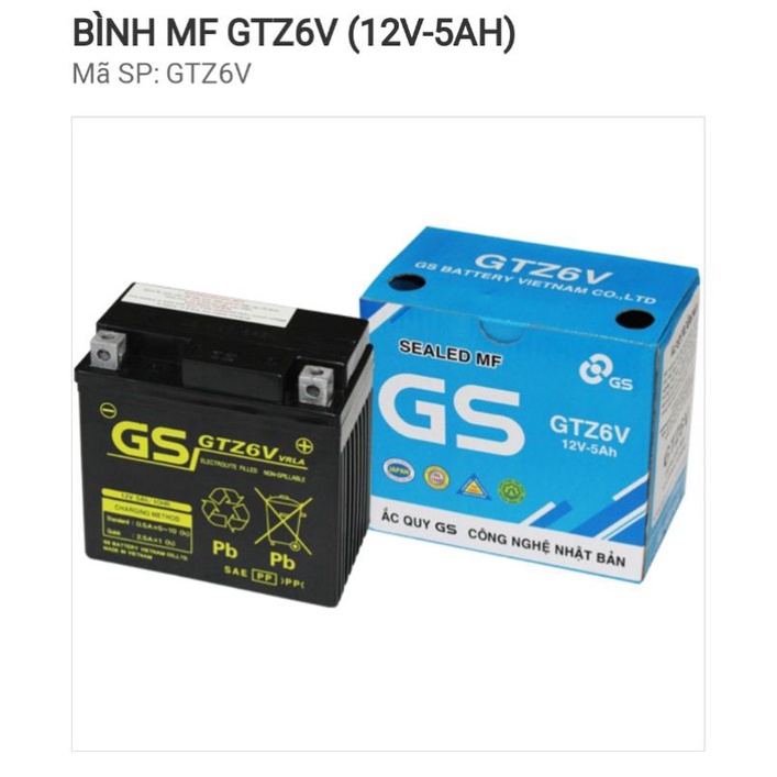 Ắc Quy Xe Máy Thay Thế Theo Xe Chính Hãng GS Model GTZ6V