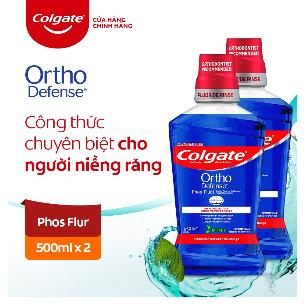 Combo 2 Nước súc miệng Colgate Ortho với công thức chuyên biệt cho người niềng răng 500ml