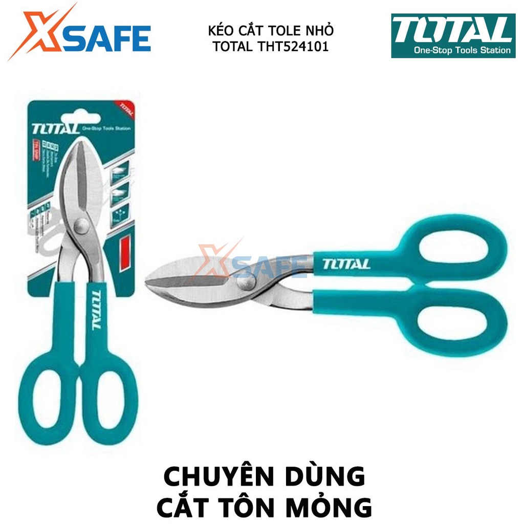 Kéo cắt tole nhỏ TOTAL THT524101 Kéo cắt tôn mỏng, kích thước 10 inch, chất liệu hợp kim thép đặc biệt bền bỉ - [XSAFE]