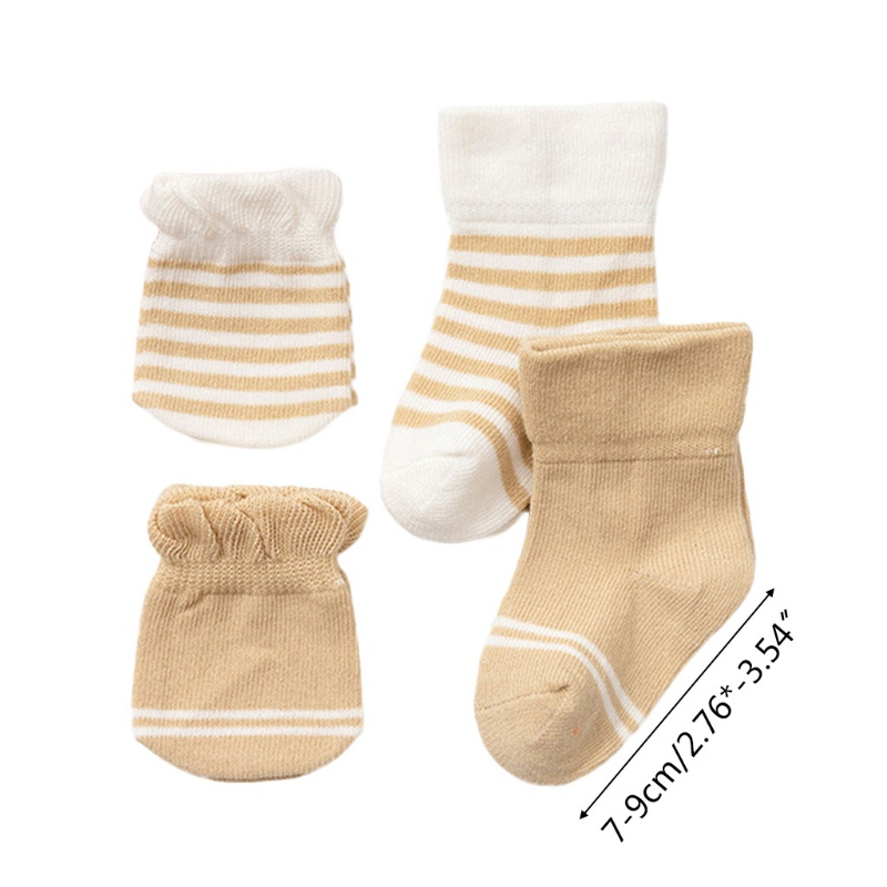 Set 4 Đôi Găng Tay + Vớ Mềm Mại Co Giãn Chống Trầy Dành Cho Bé 0-3 Tháng Tuổi