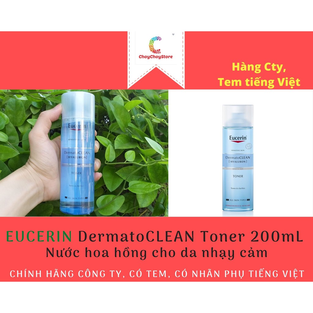 [TEM CTY] Nước hoa hồng Eucerin DermatoClean Hyaluron Toner 200mL dành cho da nhạy cảm