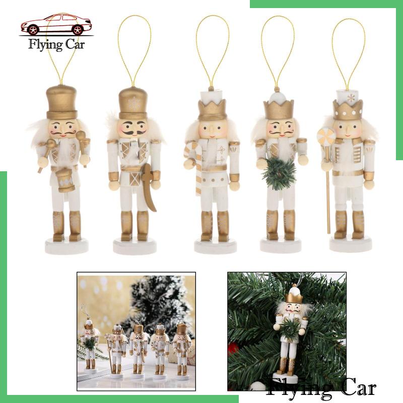 [Lzdjfmy2] 5 Hạt Dẻ Lính Đồ Chơi Truyền Thống Trang Trí Giáng Sinh Màu Vàng Trắng