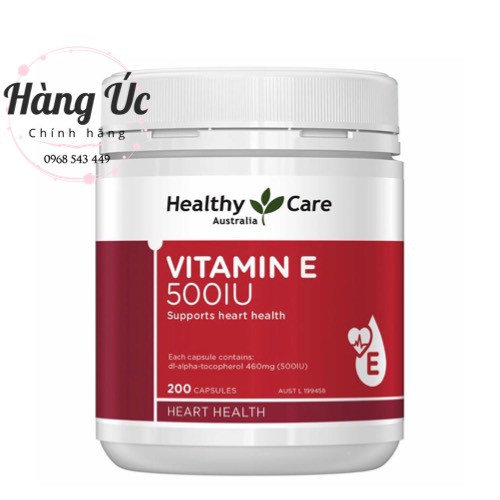 Vitamin E Heathycare 200 viên💥FREESHIP💥Vitamin E ÚC ( Mẫu Mới )