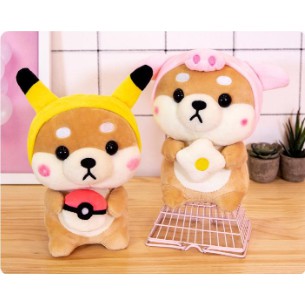 Chó bông shiba đeo cặp mặc áo thú G2B45 gấu bông 20 cm