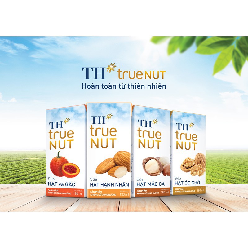 6 lốc sữa hạt TH true milk 180ml * 24 hộp ( Óc chó / Mac ca / Hạnh nhân / Hạt nghệ / Hạt Gấc / Gạo lứt đỏ)