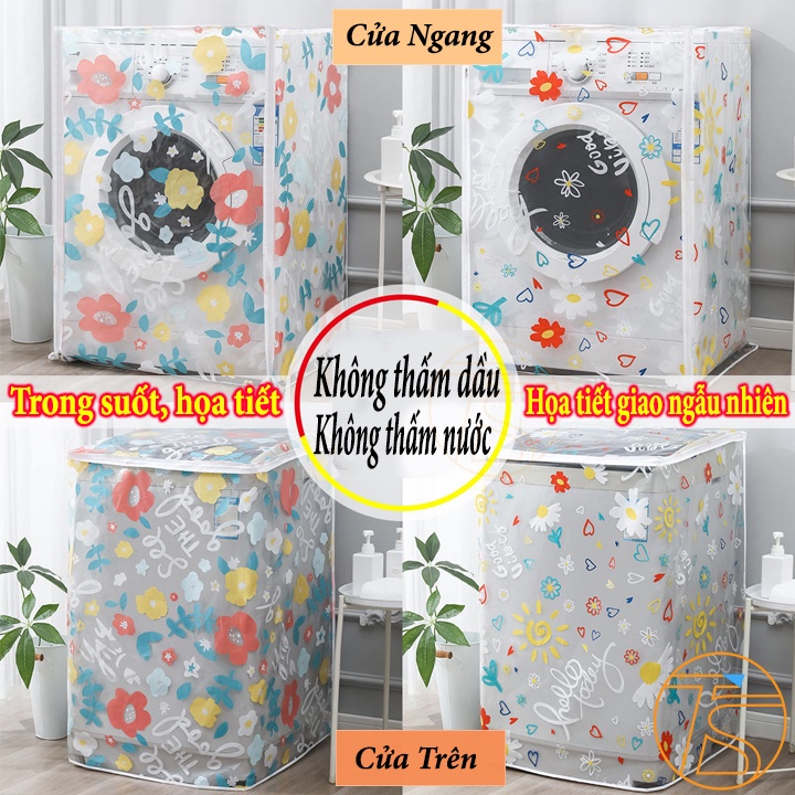 Áo Trùm Máy Giặt Trong Suốt Phong Cách Hàn Quốc Từ 7kg - 10kg Cho Cửa Ngang Và Cửa Trên Chất Liệu PEVA