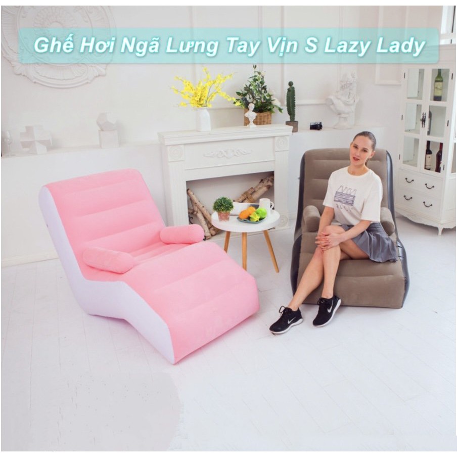 Ghế Hơi Ngã Lưng Có Tay Vịn S Lazy Lady (Nâu)