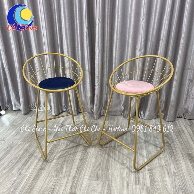 Ghế Decor Quán Cafe, Studio, Ghế Quầy Bar Khung Sắt Sơn Tĩnh Điện Cực Sang Chảnh