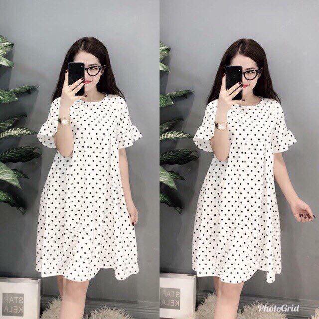 Váy bầu tay xoè chấm bi!
