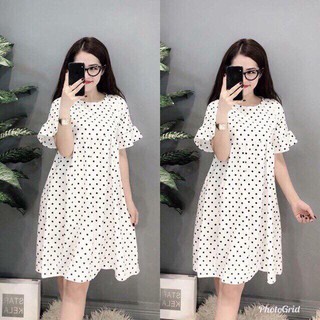 Váy bầu tay xoè chấm bi!