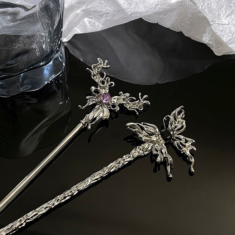 Trâm Cài Tóc Hình Bướm Đính Đá Phong Cách Vintage Cho Nữ