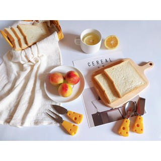 [Bà nội trợ hiện đại] [Tặng hộp đựng] Bộ dao thìa nỉa mini tay cầm pho mát dễ thương - Hàng xuất khẩu