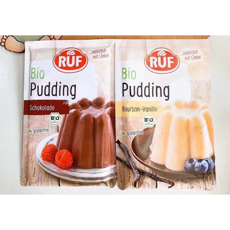 Bột Pudding Hữu Cơ Ruf Đức 40g Vị Vani Mẫu Mới Date 2/2024