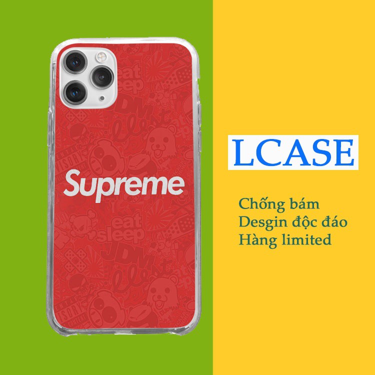 Ốp iphone màu sắc logo supeme hiếm Ốp silicon màu đỏ Iphone 7/8/8Plus/X/Xs/Xs Max/11/11 Promax/12/12 Promax SUPPOD00152