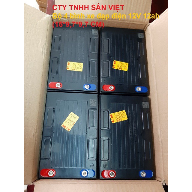 BỘ 4 BÌNH ẮC QUY XE ĐẠP ĐIỆN ĐƯỢC KIỂM TRA HÀNG TRƯỚC KHI THANH TOÁN