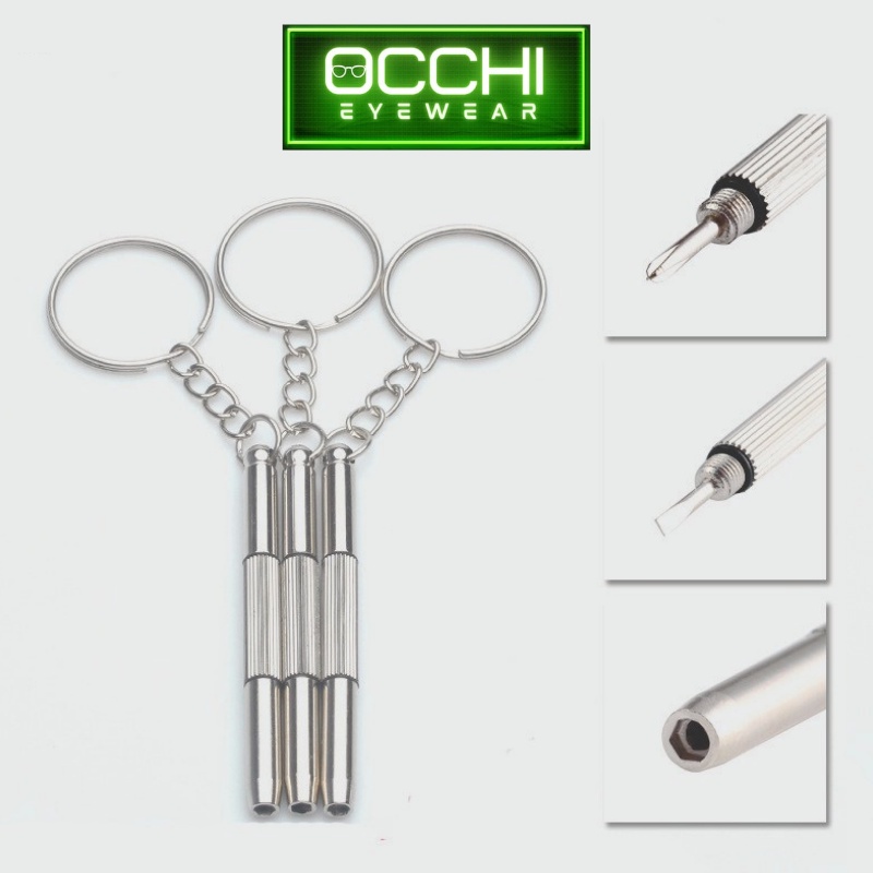 Tua vít mini 2 đầu vặn ốc kính chuyên dụng mini, móc vít chìa khóa sửa gọng kính OCCHI