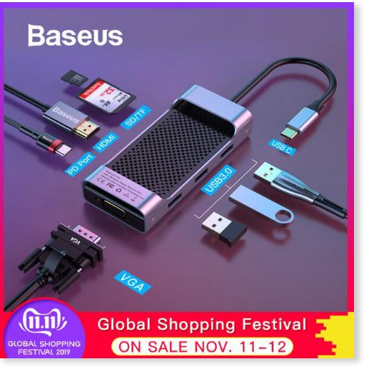 Bộ HUB Tỏa Nhiệt 7 Trong 1 Với Đầu Vào Tye C Truyền Tải Dữ Liệu Nhanh Chóng Cho Macbook Huawei Mate 20 Pro Samsung S9 10