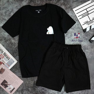 COMBO ÁO THUN CHẤT 100% COTTON + SHORT KAKI - GẤU TRẮNG