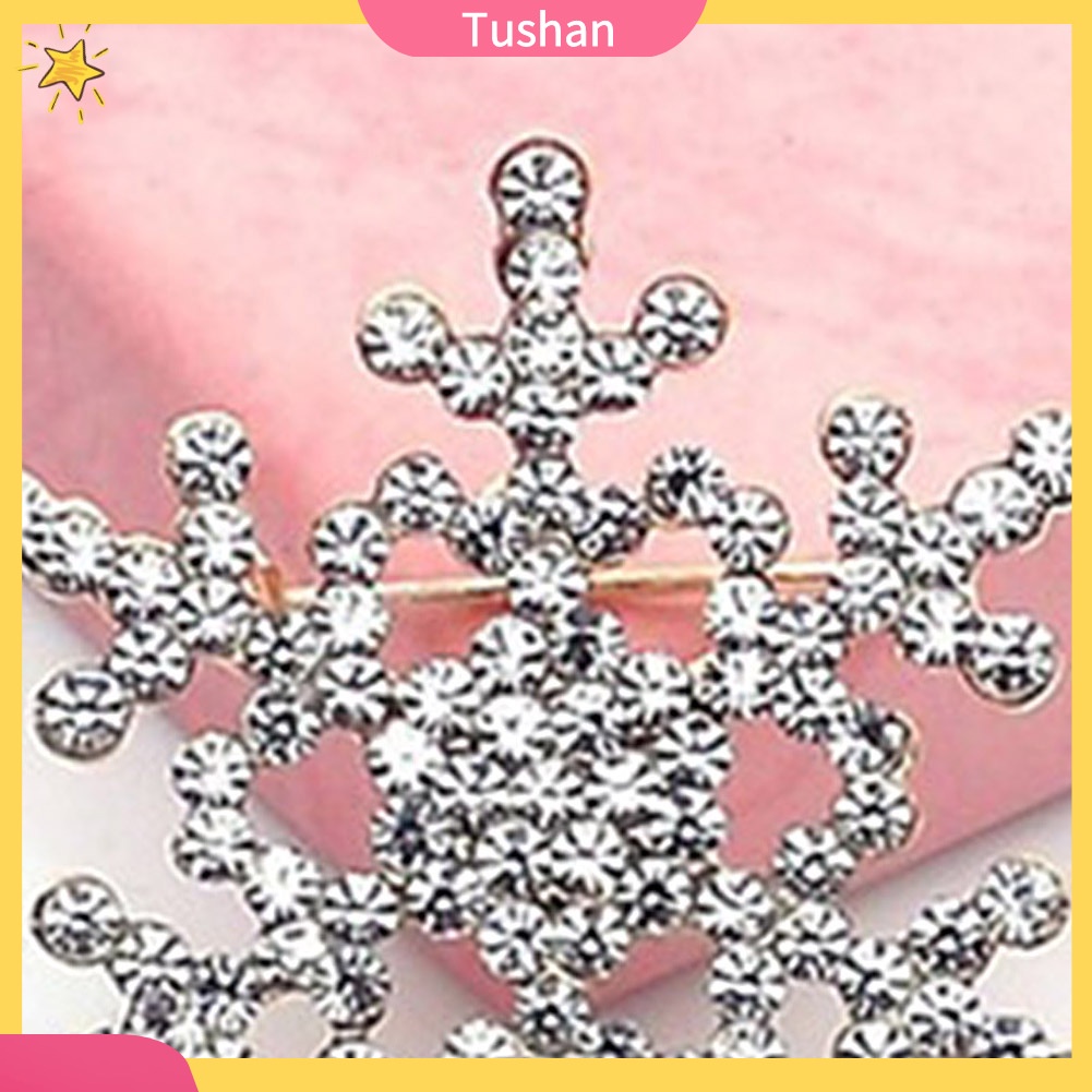 Ghim Cài Áo Hình Bông Tuyết Đính Đá Nhân Tạo Thời Trang Cho Nữ