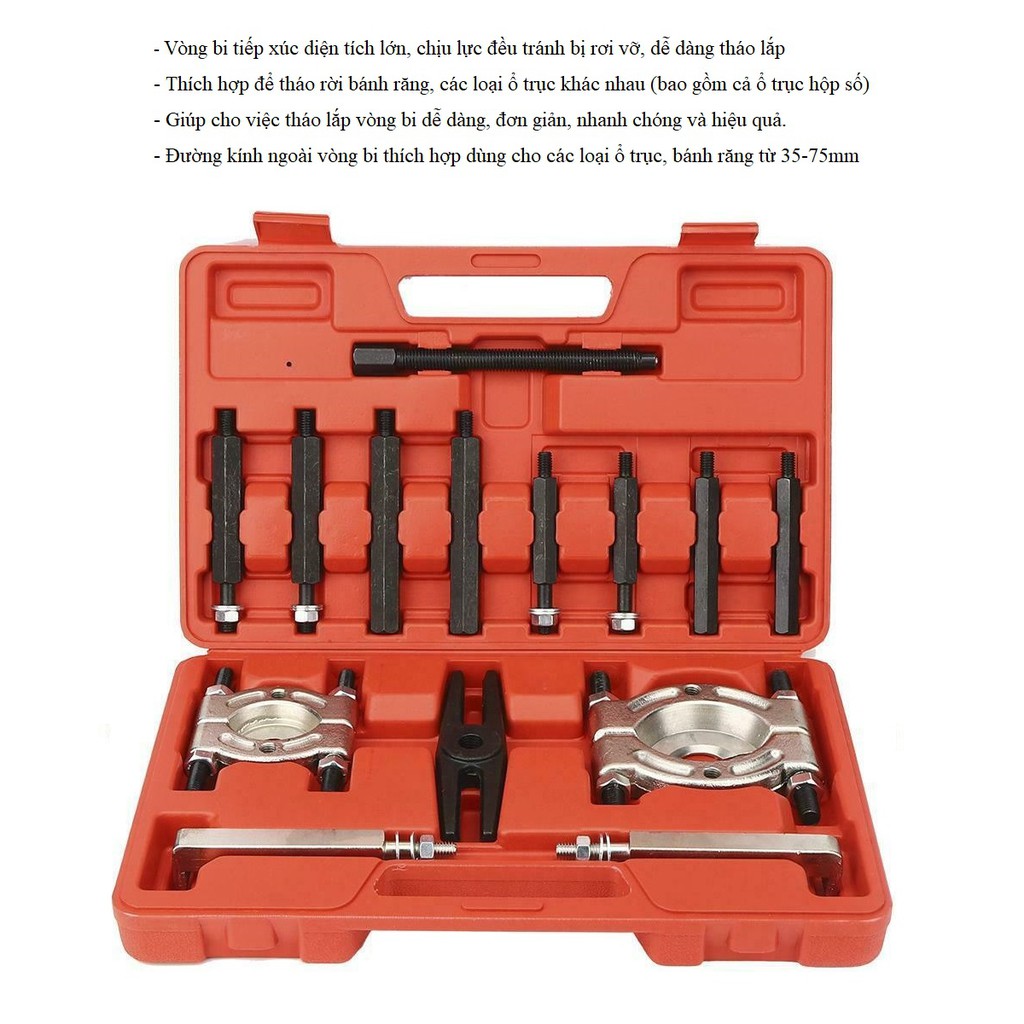 Bộ Vam đĩa, Cảo mặt trăng 14 chi tiết PapaTool - Bộ vam đĩa chặn, tháo vòng bi, bạc đạn.