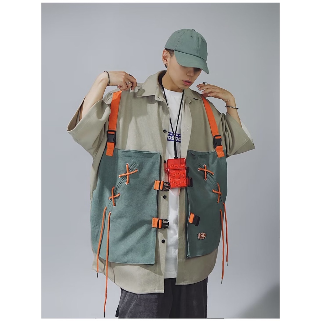 Áo Sơ Mi Tay Lửng Dáng Rộng Phong Cách Hàn Quốc Thời Trang Mùa Hè Cho Nam Cỡ M-2XL