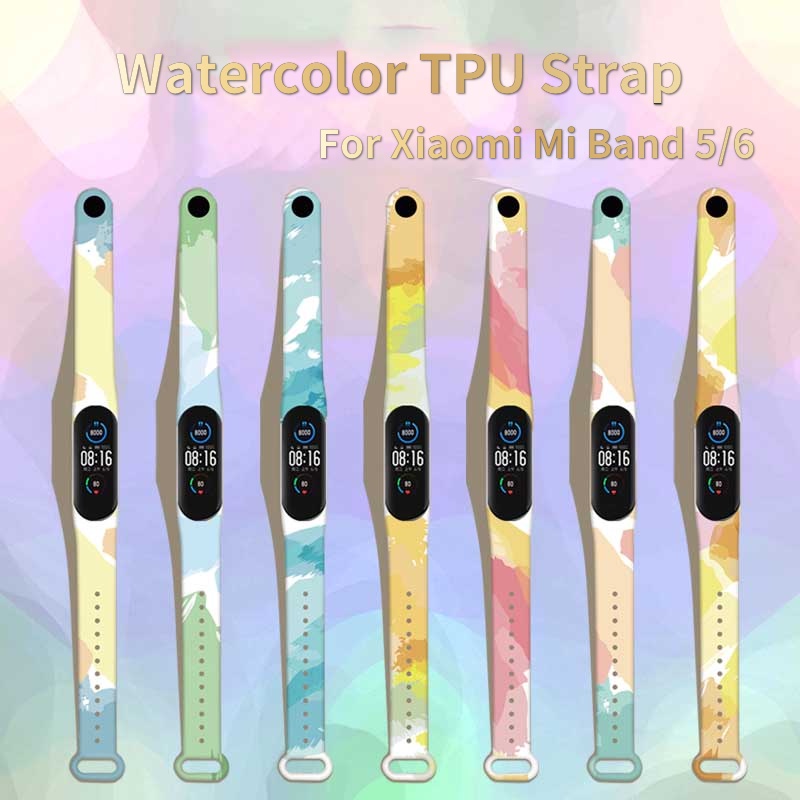 1 Dây Đeo Thay Thế Chất Liệu Silicon Màu Nước Cho Xiaomi Mi Band 5 6