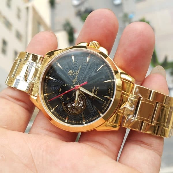 Đồng hồ nam dây kim loại Automatic Olym Pianus OP990-083 OP990-083AMK đen