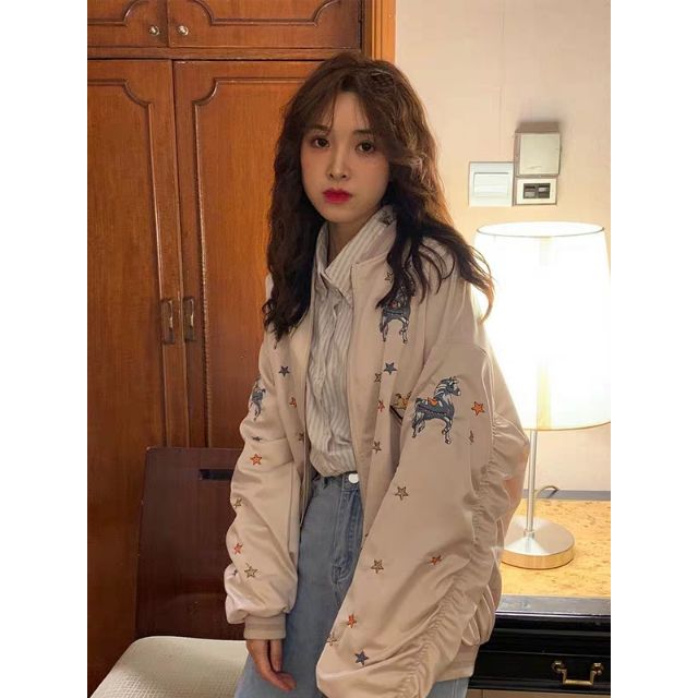 [HÌNH THẬT] Áo khoác nữ form rộng nhún tay dễ thương cá tính - Áo khoác bomber nữ | BigBuy360 - bigbuy360.vn