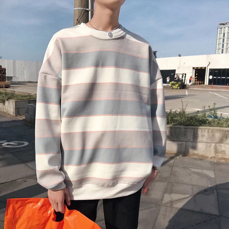 Áo sweater form rộng kiểu sọc ngang hot hit mới cực đẹp chất thun cotton dày dặn