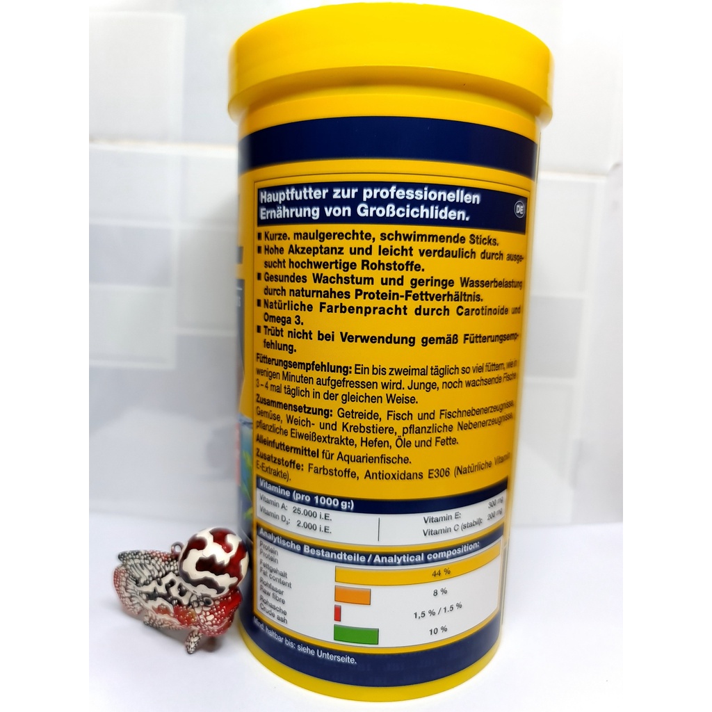 Cám viên JBL Đức thức ăn cho cá la hán lên Đầu,Màu,Châu,3in1, Hộp 400g .Hàng Đức