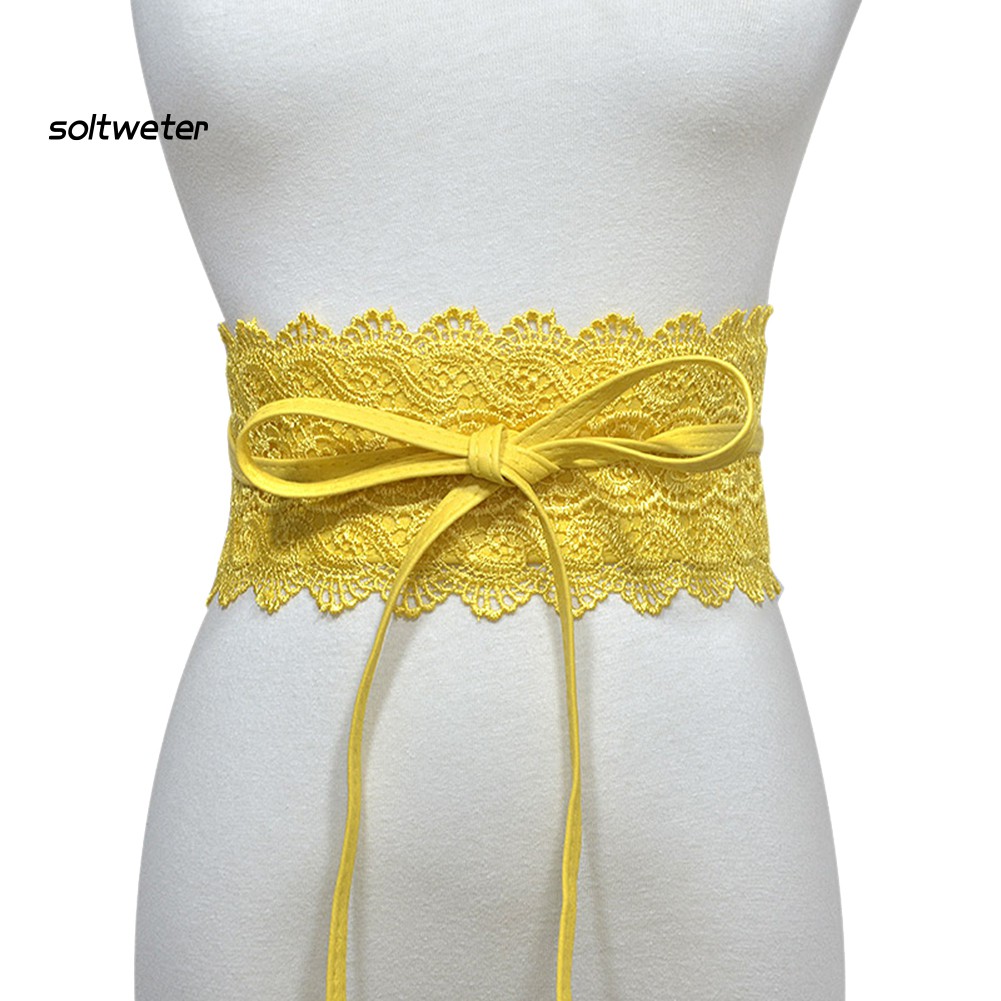 Thắt lưng ren màu trơn phối dây buộc thời trang