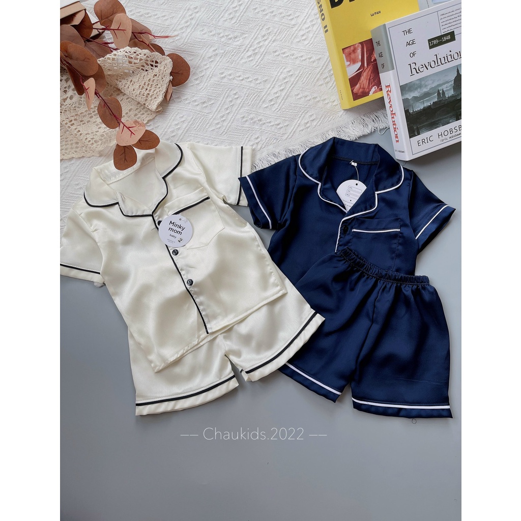 Bộ cộc tay Pijama chất lụa satin cực đẹp cho bé trai bé gái từ 8-19kg Namkidshop (V559)