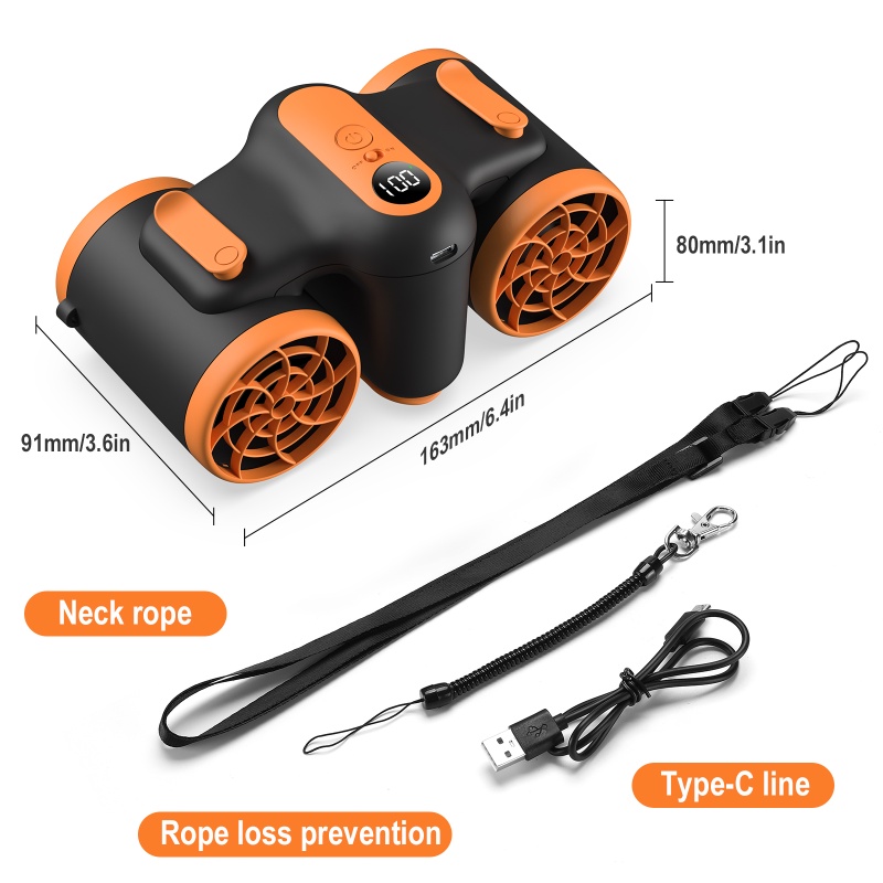 Quạt Sạc Pin 5000mAh Cầm Tay Yên Tĩnh Nhỏ Gọn Có Thể Sạc Lại