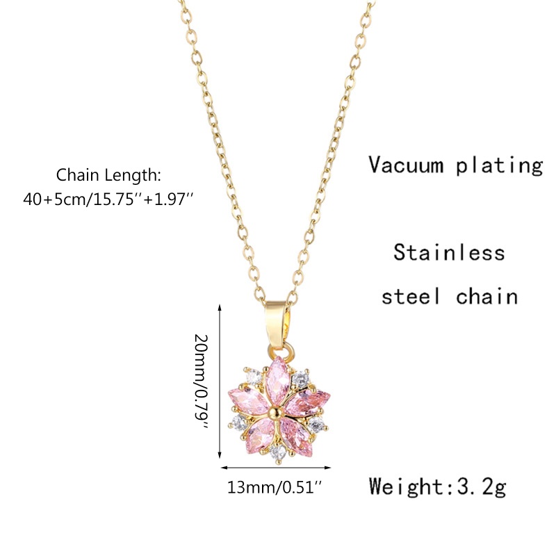 Vòng cổ Thép Không Gỉ Mặt Hoa Đào Đính Đá Thời Trang